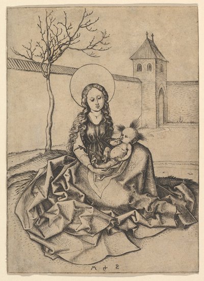 The Madonna and Child in the Courtyard by Martin Schongauer