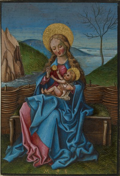 The Virgin and Child on a Grassy Bench by Martin Schongauer