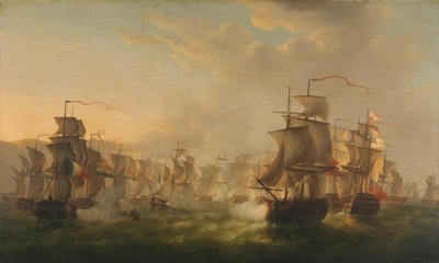 Clash of the Dutch and British Fleets near Boulogne by Martin Schouman