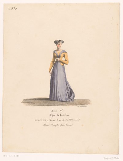 Costume of Marie Marcel from the Tragedy Marcel (Theater Costumes) by Martin Sylvestre Baptiste