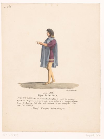 Costume of the Dauphin Charles of Valois from the Tragedy Marcel (Theater Costumes) by Martin Sylvestre Baptiste