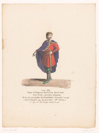 Costume of Young Frank Osvin from the Tragedy Le Siège de Paris (Osvin, jeune Frank) (title on object) (Theater Costumes) (series title) (Théâtre Français: recueil de costumes par MM. J. Alaux et L. Duponchel d