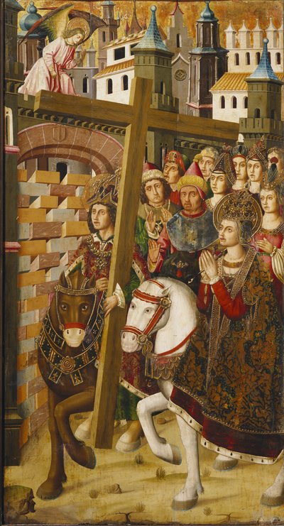 Saint Helene and Emperor Heraclius with the Holy Cross in Front of the Gates of Jerusalem by Martin & Ximenez Miguel (fl.1466 1505) Bernat