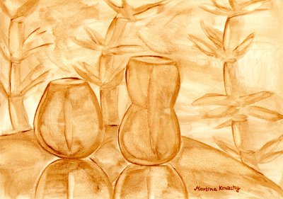 Still Life with Gourds and Bamboo by Martina Konitzky