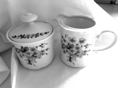 Sugar Bowl and Creamer Forget-Me-Not by Martina Konitzky