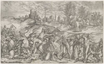 Massacre of the Innocents and the Flight into Egypt by Martino Rota