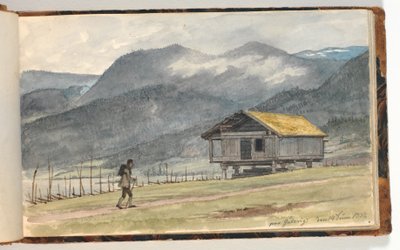 Mountain Landscape with Cottage and Wanderer by Martinus Rørbye