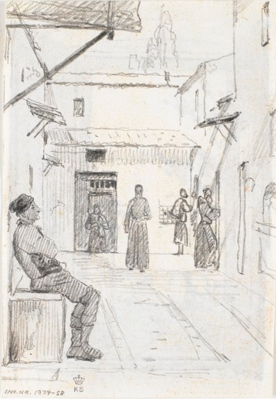 Italian Street with Fisherman in the Background by Martinus Rørbye