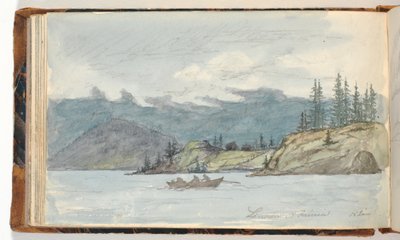 Lake Landscape with a Rowing Boat. The Fiord Krøderen, Norway by Martinus Rørbye