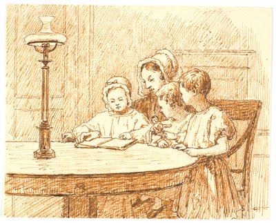 A Mother Shows Three Children a Book by Martinus Rørbye