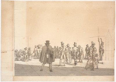 Preliminary Study for the Painting "The Arrest Building at the Town Hall and Courthouse" by Martinus Rørbye