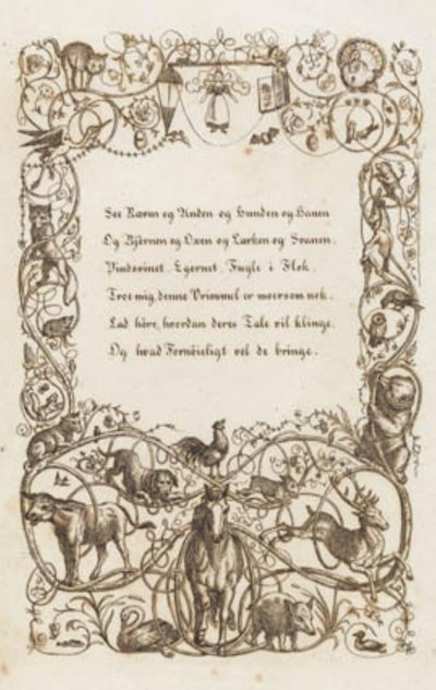 Illustration for "Fifty Fables for Children" by Hey by Martinus Rørbye