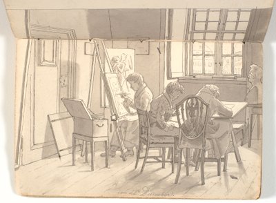 Interior of the Academy with Painting and Drawing Artists by Martinus Rørbye