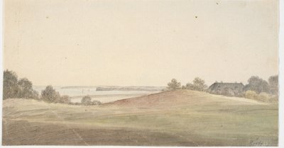 Landscape with Water in the Background and House to the Right by Martinus Rørbye