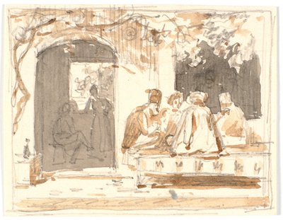 Orientals Playing Chess Outside a Turkish Coffeehouse and Barber Shop by Martinus Rørbye