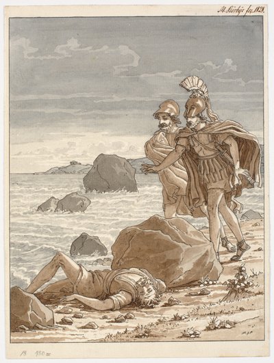 Two Warriors Find a Man Washed Ashore by Martinus Rørbye