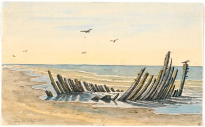 Wreck on the Beach Nordstranden, Sank on the 9th of May 1832 by Martinus Rørbye