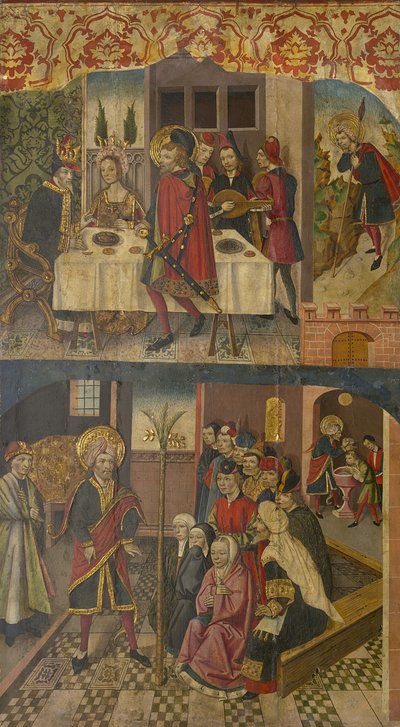 Saint Christopher Taking Leave of the King Who Feared Satan, Saint Christopher and His Converts by Martín de Soria