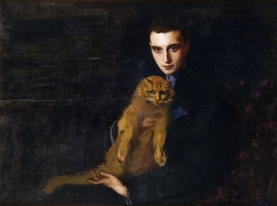 Portrait of Erte with Misha by Mary Eristoff Kazak