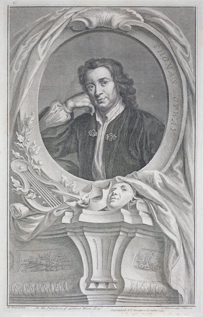 Portrait of Thomas Otway (1652-85) engraved by Jacobus Houbraken (1698-1780) by Mary (after) Beal
