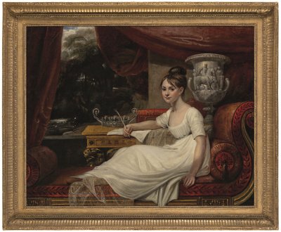 Portrait of Eleanor Anne Porden, Lady Franklin, on a chaise longue by Mary Ann Flaxman