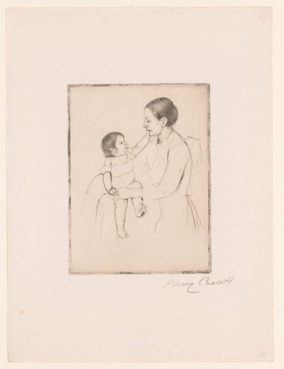 The Caress by Mary Cassatt (signed by artist)