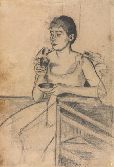 After-Dinner Coffee (recto), After-Dinner Coffee (verso), c. 1889 by Mary Cassatt