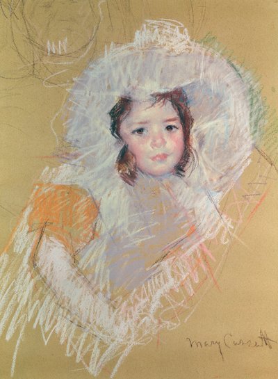 Bust of a Young Girl or Margot Lux with a Large Hat by Mary Cassatt