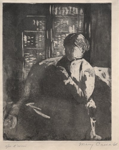 Knitting in the Library, c. 1881 by Mary Cassatt