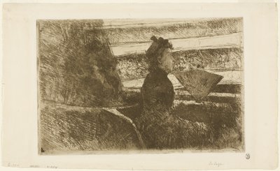 Lady in Black, in a Loge, Facing Right by Mary Cassatt