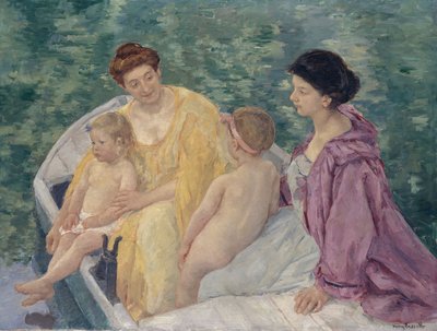 The Bath: Two Mothers and Their Children in a Boat by Mary Cassatt