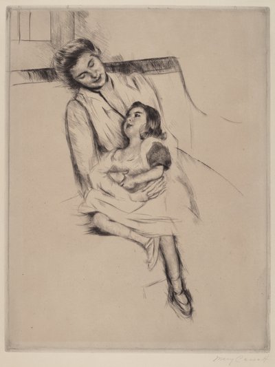 Reine and Margot Seated on a Sofa No. 2 by Mary Cassatt