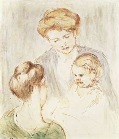 Smiling Baby with Two Girls by Mary Cassatt