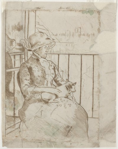 Susan on a Balcony Holding a Dog by Mary Cassatt