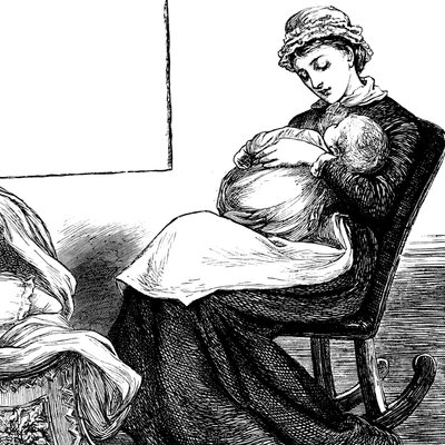 A mother cuddling her child while sitting on a rocking chair by Mary Ellen Edwards