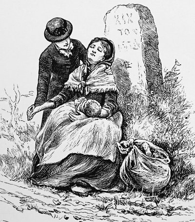 An Unmarried Mother and Baby Found Exhausted by the Roadside by Mary Ellen Edwards