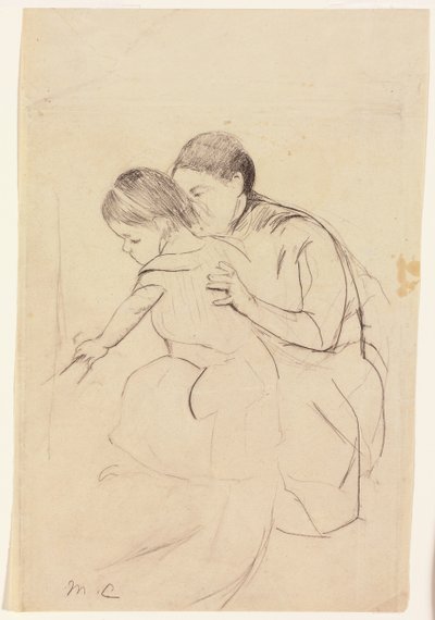 Baby with Left Hand Touching a Tub, Held by Her Nurse by Mary Cassatt