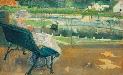 Lydia Seated on a Porch, Crocheting by Mary Cassatt