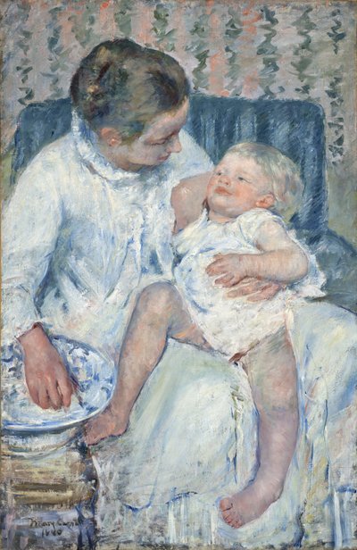 Mother About to Wash Her Sleepy Child by Mary Stevenson Cassatt