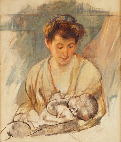 Mother Rose Looking Down at her Sleeping Baby, c.1900 by Mary Cassatt