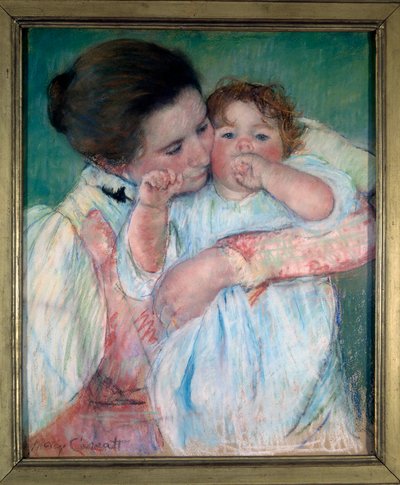 Mother and Child on Green Background or Maternity by Mary Stevenson Cassatt