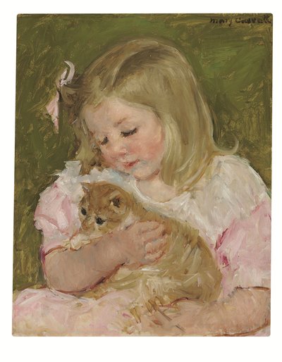 Sara Holding a Cat, c.1907-08 by Mary Stevenson Cassatt