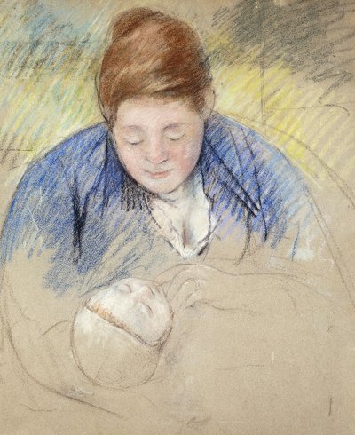 Woman Leaning over Baby by Mary Cassatt