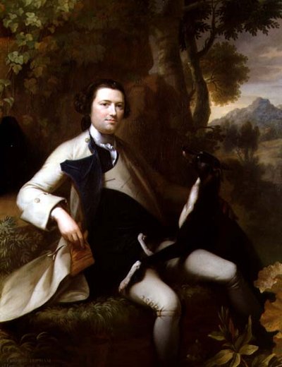 Francis Popham seated in a Wooded Landscape with his Greyhound by Mason Chamberlain