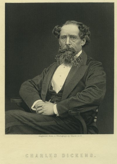 Charles Dickens, portrait after photograph by Herbert Watkins by Mason and Co.