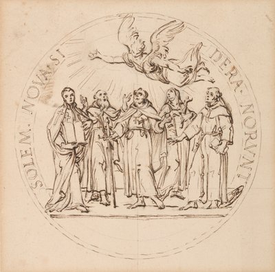 Design for a Papal Medallion for the Canonization by Clement X of Saint Pius, Saint Gaetano dei Conti di Thiene, Saint Francis Borgia, S. J., Saint Louis Bertrand, O.P., and Saint Margaret Queen of Scotland by Massimiliano Soldani