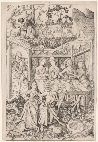 The Garden of Love Large Plate, c. 1465 by Master E. S.