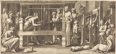 Penelope and Her Maids Weaving by Master FG, after Francesco Primaticcio