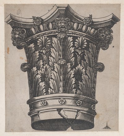 Speculum Romanae Magnificentiae: Capital with Heads and Masks by Master GA