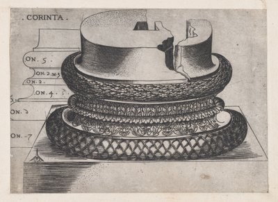 Speculum Romanae Magnificentiae: Corinthian Base from the Lateran Baptistery, Rome, ca. 1537 by Master GA